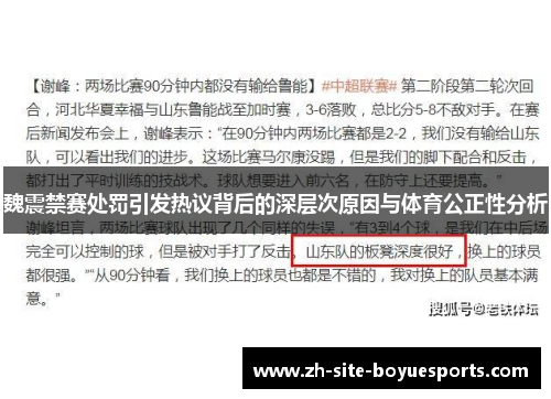 魏震禁赛处罚引发热议背后的深层次原因与体育公正性分析 魏震禁赛处罚引发热议背后的深层次原因与体育公正性分析